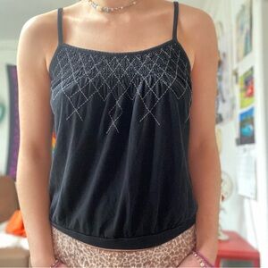 Black Embroidered Women's Top